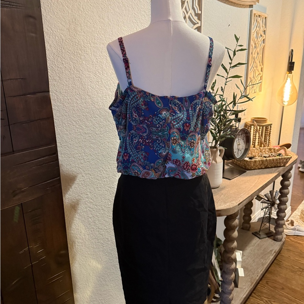 Nicole Teal Paisley and Black dress - Picture 3 of 4